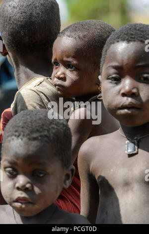 TAMBERMA VIL, TOGO - JAN 13, 2017: Unidentified Tammari children in the village. Tammaris are ethnic group of Togo and Benin Stock Photo