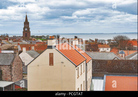 View of cityscape of Berwick-upon-Tweed, northernmost town in Northumberland at the mouth of River Tweed in England, UK Stock Photo