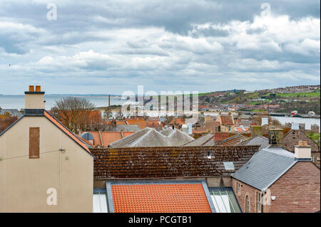 View of cityscape of Berwick-upon-Tweed, northernmost town in Northumberland at the mouth of River Tweed in England, UK Stock Photo