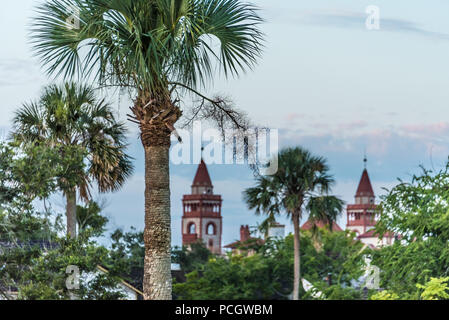 View of St. Augustine, Florida's Flagler College from Castillo de San Marcos National Monument. (USA) Stock Photo