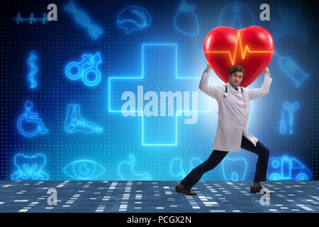 Doctor cardiologist supporting cardiogram heart line Stock Photo