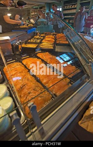 NYNASHAMN, SWEDEN - JULY 18, 2018: Nynas rokeri seafood store products on July 18, 2018 in Nynashamn, Sweden. Stock Photo