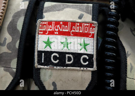 An Iraqi army unit identification patch. U.S. Army Soldiers from Charlie Company, 2nd Battalion, 502nd Infantry Regiment, 101st Airborne Division, and soldiers from the Iraqi army participated in a joint operation to go after al-Qaida operatives in south Baghdad. Stock Photo