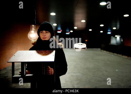 The Pulse Room interactive installation from Canadian-Mexican artist Rafael Lozano-Hemmer at the Artefact multimedia festival in Leuven (Belgium, 14/0 Stock Photo