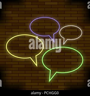 Colorful Speech Bubbles on Brick Background Stock Vector