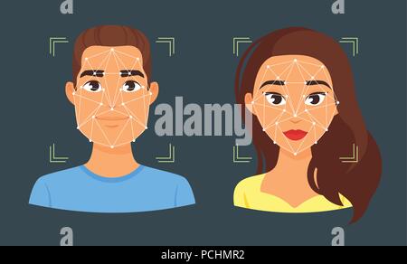 face biometric identification illustration Stock Vector