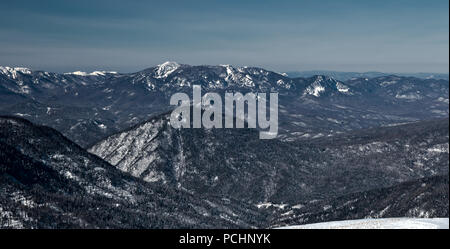 Winter mountain landscape in the National Nature Reserve in Adygea, Russia. Stock Photo