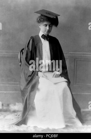 Keller wearing graduation cap and gown, circa 1904. Helen Adams Keller ...