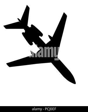 flying airliner; silhouette on white Stock Vector