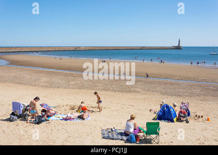 Roker Beach and Pier, Roker, Sunderland, Tyne and Wear, England, United Kingdom Stock Photo