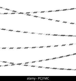 Housekeeping and aisle marking. Caution tape. Vector illustration. Black and white. Stock Vector