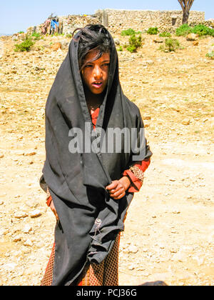 Portrait of Soqotri Al-Mahrah tribe woman - 10-11-2009 Socotra island, Yemen Stock Photo