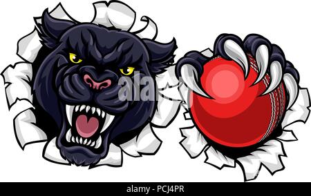 Black Panther Cricket Mascot Breaking Background Stock Vector