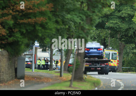 Police officers at the scene on Bingley Road at the junction with