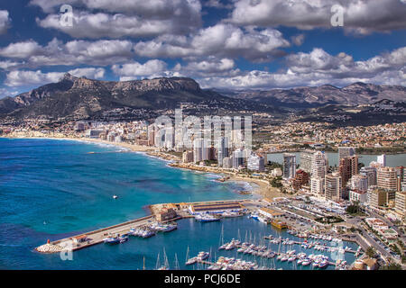 Alicante Spain, Seaside, Beach, Mediterranean, marina, coast, landscape, Europe, travel, vacation, sea, Spain beach, ocean, boats, sailing, city Stock Photo