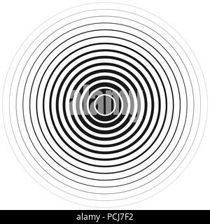 Concentric black lines on a white background. Vector illustration. EPS 10 Stock Vector