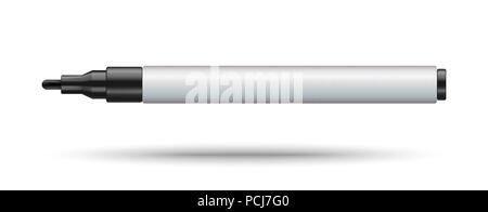 Permanent marker mockup isolated on white background. Black marker pen. Vector EPS 10 Stock Vector