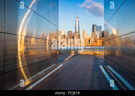 Empty Sky, September 11 memorial at sunset, Liberty State Park, New Jersey Stock Photo