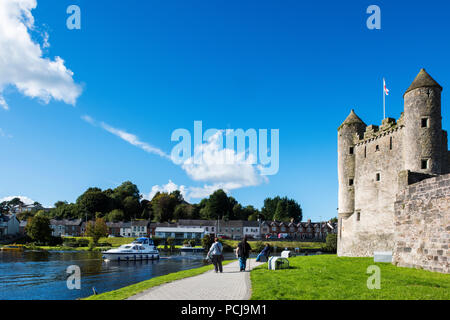 Boating on Lough Erne by Enniskillen castle Stock Photo