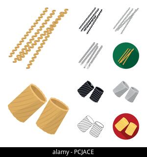 Types of pasta cartoon,black,flat,monochrome,outline icons in set collection for design. Figured macaroni for eating vector symbol stock  illustration Stock Vector