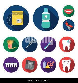 Dental care flat icons in set collection for design. Care of teeth vector symbol stock  illustration. Stock Vector