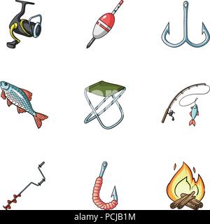 Summer and winter fishing, outdoor recreation, fishing, fish.Fishing icon in set collection on cartoon style vector symbol stock web illustration. Stock Vector