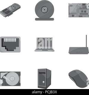 Personal computer set icons in monochrome style. Big collection of personal computer vector symbol stock Stock Vector