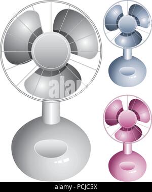 vector set of electric table fans on white background Stock Vector