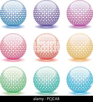 vector set of 3d shiny globes of different colors Stock Vector