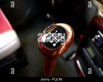 Close up photo of a gear stick shifter of a vehicle Stock Photo