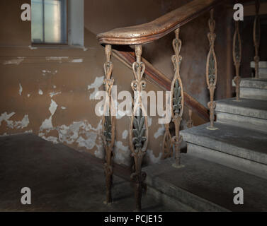 Damaged stair place in building of Luther’s Church inside. Stock Photo