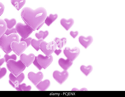 Flying glossy heart symbols Stock Photo