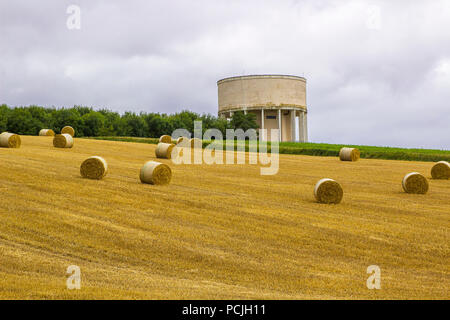 A Concrete Water Supply Tower on top of a small hill at Portavoe near Orlock, Groomsport in County Down Northern Ireland Stock Photo