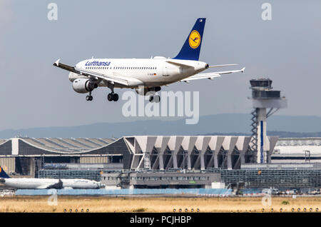 Frankfurt / Main Airport, FRA, Fraport, Lufthansa, Airbus , approaching, Stock Photo