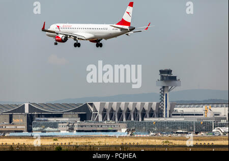 Frankfurt / Main Airport, FRA, Fraport, Austrian Jet approaching, Stock Photo