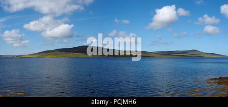 View west to Rousay from Egilsay, Orkney Stock Photo