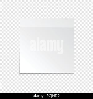 Sticky paper note with tape and shadow isolated on transparent background. Blank. Stock Vector