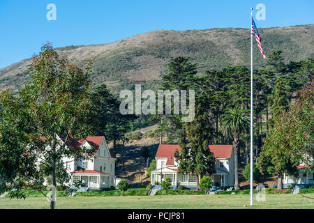 Cavallo Point Lodge in historic Fort Baker at the Golden Gate Bridge in the Golden Gate National Recreation Area in San Francisco. Stock Photo