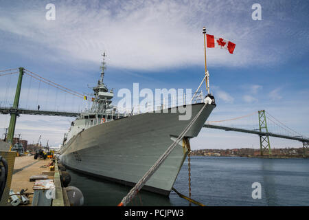 HALIFAX class anti-submarine frigate HMCS HALIFAX in her homeport of Halifax, Nova Scotia, Canada. Stock Photo