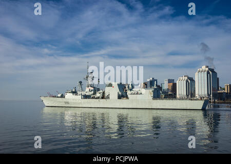 HALIFAX class anti-submarine frigate HMCS HALIFAX in her homeport of Halifax, Nova Scotia, Canada. Stock Photo