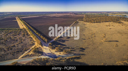 Beautiful vineyards of the Riverland region in South Australia - aerial panorama Stock Photo