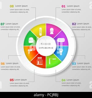 Infographic design template with barber icons, stock vector Stock Vector