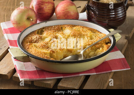 Virginia apple pudding. Traditional fruit dessert USA Food Stock Photo