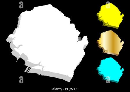 3D map of Sierra Leone (Republic of Sierra Leone) -  white, yellow, blue and gold - vector illustration Stock Vector