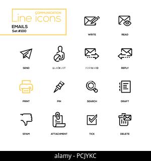 Emails - modern line design icons set Stock Vector