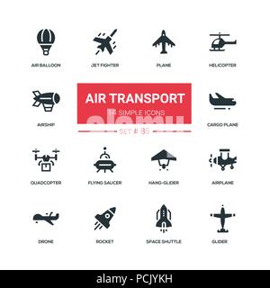 Air transport - flat design style icons set Stock Vector
