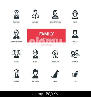 Family - flat design style icons set Stock Vector