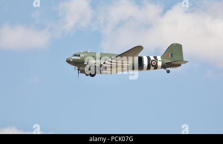 RAF Battle of Britain Memorial Flight C-47 Dakota ZA947 is now painted to represent Dakota FZ692 of No 233 Squadron, around the D-Day period in 1944 Stock Photo