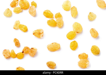 Yellow raisins on top view Stock Photo