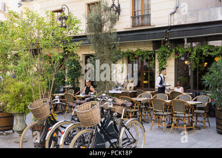 Paris cafe morning - a morning scene at a Paris cafe in the 10th arrondissement, France, Europe. Stock Photo